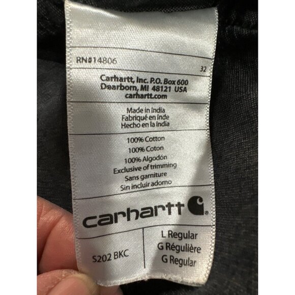 Carhartt Mens Force Relaxed Fit L Long Sleeve Button-Up Shirt Charcoal Gray Cott - Picture 3 of 7